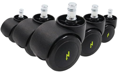 hjh OFFICE 619044 5x Ruedas para Sillas ROLO ESD 10x50 mm, Suelos duros, Eléctricamente Conductivas