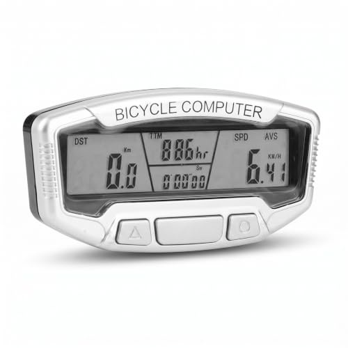Topiky Cykeldator, vattentät trådbunden cykeldator odometermätare utomhus, med LCD-display, för ridtillbehör, svart, silver, hastighetssensor, frammontering eller styrmontering