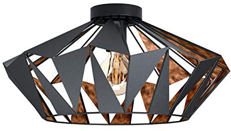 EGLO Deckenlampe Carlton 6, 1 flammige Deckenleuchte Vintage, Industrial, Retro, Wohnzimmerlampe aus Stahl in Schwarz, Kupfer, Küchenlampe, Flurlampe Decke mit E27 Fassung