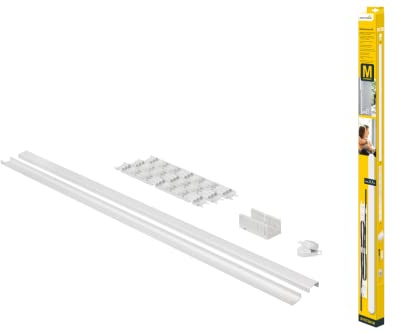 Schellenberg 20027 Kabelkanal und Kabel Organizer in einem, Kabel verstecken und ordnen einfach gemacht mit dem Kabelmanagement System M weiß 2,1 m, ohne Kabel kürzen, zum Kleben oder Schrauben