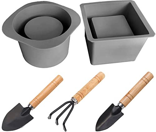 Stampi Silicone Cemento, Stampo per Vasi in Cemento Stampo per Cemento Stampato Stampi Calcestruzzo Vasi di Cemento Stampo per Cemento Stampi Cemento per Vasi da Fiori, in Ceramica, Fai da Te 2PCS