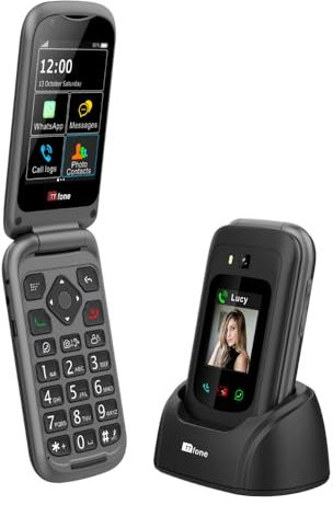 TTfone TT970 Whatsapp 4G Touchscreen Senior Big Button Flip Mobile Phone - Pay As You Go Prepaid - Easy and Simple to Use (£0 Credit, O2)