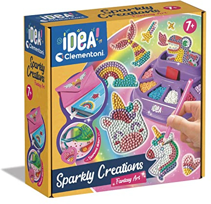 Clementoni Idea - Sparkly Creations Game Icons, Diamond Art, Creative Game for Children 7+ Years, Art Kit and Gem Laboratory, Gaming Theme Stickers, 18746