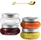 RROAD Mason Jars 8 oz – 4 Stück Einmachgläser aus Glas mit silbernen luftdichten Deckeln und Band Kleine Einmachgläser, Honigkonserven, Marmeladenkonserven, Geleekonserven, mit 1 Löffel