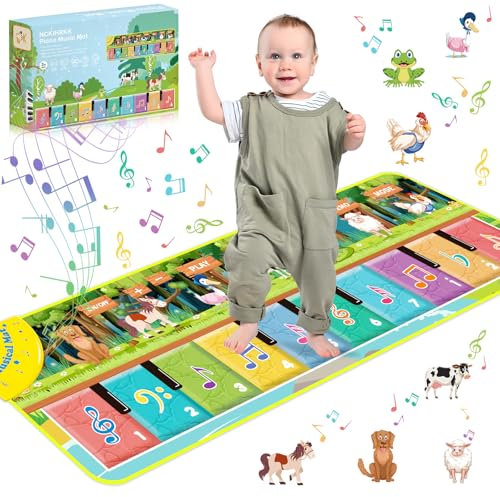 NCKIHRKK Baby Spielzeug ab 1 Jahr Junge Mädchen, Klaviermatte mit 7 Tierrufe, Geschenk Baby Spielzeug 1 Jahr, Tanzmatte Kinder Spielzeug ab 1 Jahr, Musik Spielzeug ab 1 2 Jahr, KKMat-A07