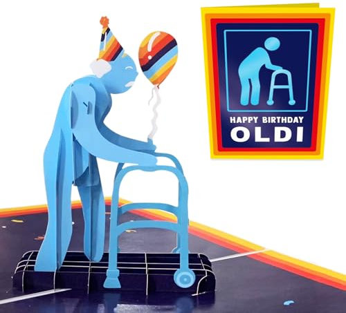 Central 23 Pop Up Karte Geburtstag – OLDI – 3D Geburtstagskarte Für Männer und Frauen – Lustige Popup Geburtstagsgeschenk für Mama Papa Oma Opa – Rente Rentner Geschenk