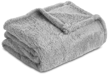 Homebliss Coperta Plaid in Pile 130 x 150 cm, Coperta Singola Flanella- Coperta Oeko-TEX®, Coperta in Pile per Divano e Letto, Lenzuolo Sopra Flanella,Coperta Morbida-Grigio Chiaro