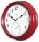 AudLee (NEW) 25cm Pololio Indoor Wall Clock with Thermometer. Battery Operated Round Clock. Decorative Clock For Home/office, Sweep Movement (Red)