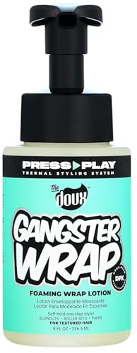 The Doux GANGSTER WRAP Foaming Wrap Lotion for Curly Hair – Heatless Curls & Anti-Frizz Styling Mousse – Curl Cream for Blowouts, Roller Sets, Pixie Cuts & Hair Wraps with Heat Protection