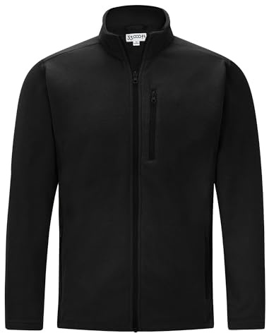 33,000ft Mens Fleece Jackets Lightweight Warm Full Zip Casual Coat Microfleece Sweater Outerwear Running Jacket for Outdoor Hiking Travelling Black XL