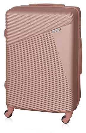 BETLEWSKI - Bagaglio a mano, valigia rigida, da viaggio con 4 ruote, leggera, in plastica ABS rigida con serratura, modello Jupiter, Oro rosa, valigetta