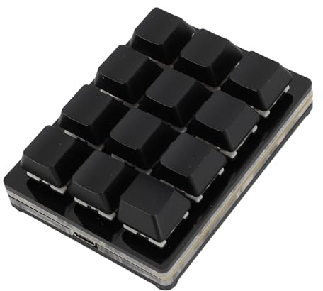Yunir 12 Key Mechanical Gaming Keyboard, One Handed Keypad, USB C Wired, Programmable, Hot Swappable, Red Switch (Black)