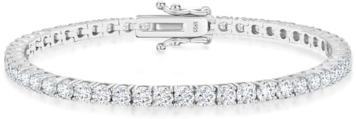 KRKC&CO Lab-Grown Moissanite Tennis Bracelet Women, Luxury Anniversary Wedding Bridal Gift for Wife, 2.2-13.8 ct.tw, D Color VVS1, 925 Sterling Silver 14K Golden Plated, Hypoallergenic, Everyday Jewelry