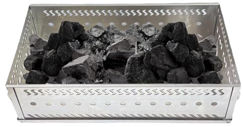 Cesta de carbón vegetal – Estufa de leña de acero inoxidable para estufa de sauna, soporte de roca para ahumador offset, cesta de piedra plegable con calefacción para calentamiento de tienda de