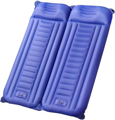 Double Camping Pad Sleeping, Inflatable Two Person Sleeping Mat,4-Season Insulated Air Mattress, Built-in Inflator, Fast Inflation,Integrated 7” Pillow for Outdoor Hiking Camping Backpacking Blue