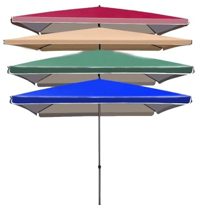 MACAGGTNTU Parasol De Terrasse Rectangulaire 180x220cm 220x280cm 250x320cm Hauteur Réglable Parasol De Marché, Grand Parasol De Jardin(Khaki,1.8x2.2m/6x7ft)