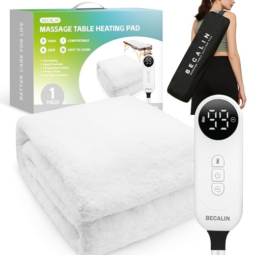 Massage Table Warmer Heating Pad Massage Bed Warmer Pad with 9 Hours Timer, 9 Heat Settings, Overheat Protection for Massage Bed & Spa, Thickened & Soft Fleece, 30 x 71, with Portable Storage Bag