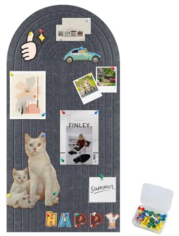 Filt anslagstavla självhäftande 120 x 60 cm – dekorativ anslagstavla av filt, 0,9 cm tjock, 8 stycken 30 x 30 cm, modern pinvägg utan borrning är lämpliga för kontor, skolor, barnrum, månljus, grå