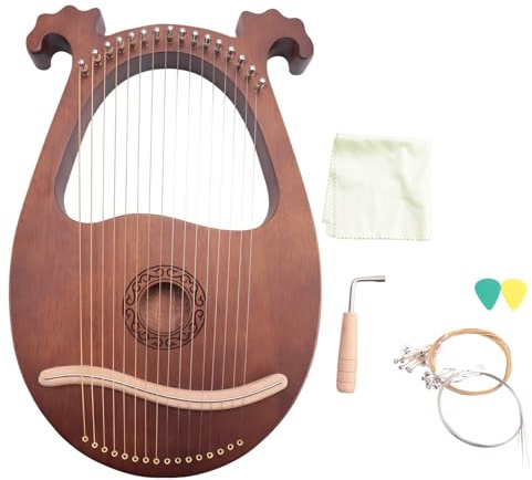 Puthernm Arpa Lira, Strumento Un 16 Corde nel Mogano con Corpo Strumento Un Corde con Chiave per Accordatura e Corde di Ricambio