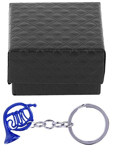 Portachiavi a Forma di Corno Francese 2 Pezzi, Mini Anello Portachiavi, Borsa con Ciondolo Pendente, Decorazione Borsa Portachiavi, Artigianato(5 * 5 * 3cm-Blu)