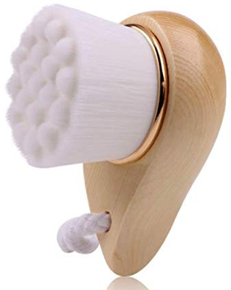 BeNat. Facial Bamboo Wood Handle Cleansing Brush. Extra-Soft Fiber Facial Brush. White.