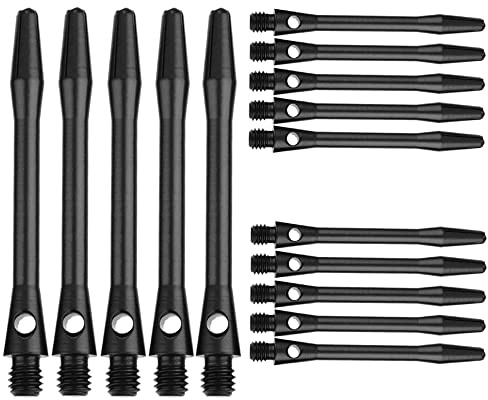 Colrid 15 Pezzi Steli per Freccette, 45mm Aste per Freccette, Alberi Freccette, Lega di Alluminio, con Filettatura Standard 2BA, per Freccette Morbide e Freccette in Acciaio (Nero 45mm)