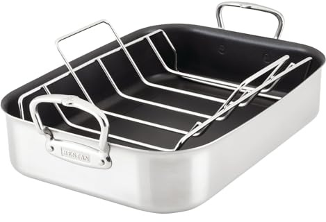 Hestan Provisions – 16.5 Classic Clad Nonstick Roasting Pan with Stainless Steel Rack