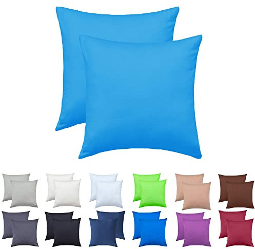 NatureMark 2er Set Jersey Kissenbezüge – Elastisch, weich, atmungsaktiv und hautfreundlich – Waschbare Kissenhülle - 40x40 – Türkis