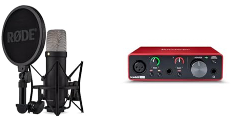 RØDE NT1 5th Generation Large-diaphragm Studio Condenser Microphone with XLR and USB Outputs & Focusrite Scarlett Solo 3rd Gen USB Audio Interface, The Guitarist, Vocalist