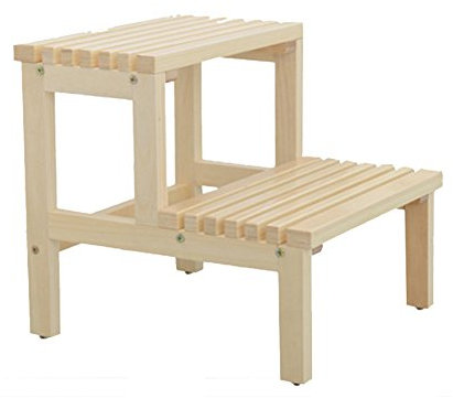 Scaletta Sgabello Scale in Legno Massello Multifunzione per Bambini Salire Alta Vasca da Bagno Poggiapiedi Cambiare Scarpe 2 Gradini Colore del Legno Alta 41 CM