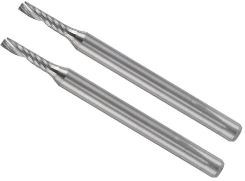 CoCud Spiral End Mills, 1/8 Shank 2mm x 8mm Solid Carbide 1-Flute CNC Router Bits Milling Cutters - (Applications: for Plywood Hardwood Plastic), 2-Pieces