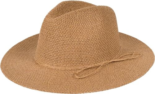 styleBREAKER Damen Panama Sonnenhut mit dünnem Hutband, Strohhut, Schlapphut, Sommerhut, Fedora Hut 04025040, Farbe:Braun