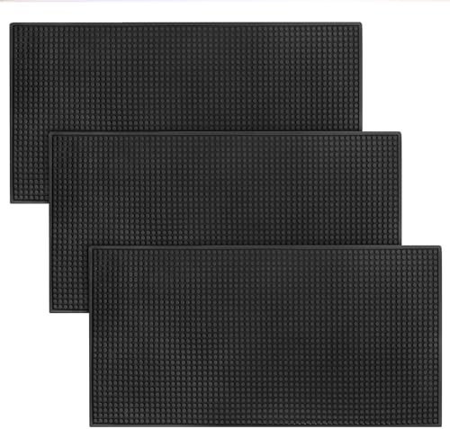 3 Pack Rubber Bar Mats, 24 x 12 Black Large Bar Service Mat, Spill Mat for Countertop, Bartending, Rubber Bar Mats, Efficient and Stylish Solution for Every Bartending Need,by KUKLIPJIM
