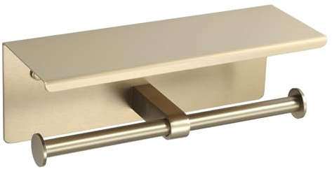 BGL Porte-Rouleau de Papier Toilette avec étagère en Acier Inoxydable 304 doré brossé Mat à Double tête pour Salle de Bain