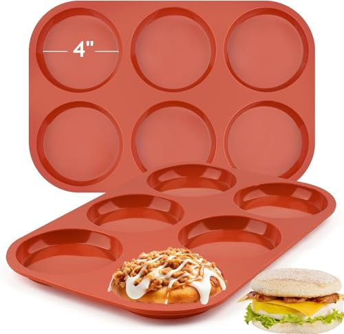 Socluer 2 Stück Große Silikon Backform für 6 Muffins, BPA-Frei Antihaft Muffinform Cupcake Pan Backblech für 4 Zoll Kuchen, Cupcakes, Eier