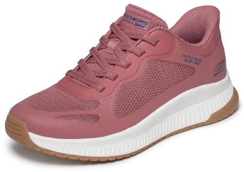 Skechers Women's Bobs Squad 4 Staple Look Slip-in Trainers, Rose Mesh, 4 UK