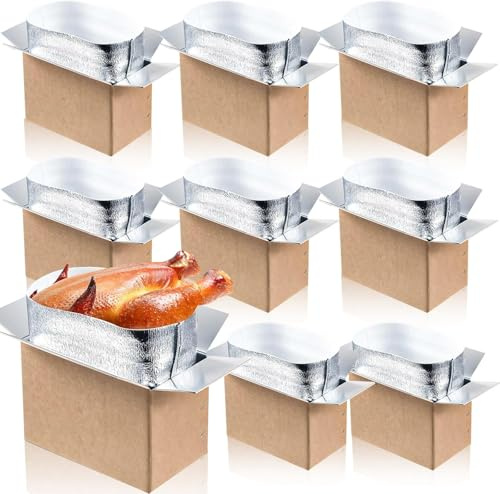 Set of 9 Double Insulated Shipping Boxes with Aluminum Foil Insulated Bag,Cold Delivery Carton Cooler Box for Packing Frozen Food Cold Mailing or Shipping 23 x 13 x 16 cm