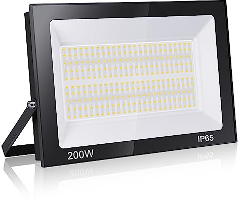 200W LED Spotlight Outdoor IP65 Waterproof 20000LM Warm White Floodlight for Indoor and Construction Use