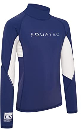 AQUATEC Kids Rash Vests | Short & Long Sleeve - Lightweight & Quick-Dry Swimwear with UPF 50+ Protection (UK, Age, 5 Years, 6 Years, Regular, Long Sleeve)