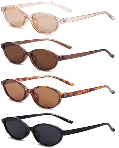 4 Plunettes de Soleil Ovales Rétro Pour Femmes Lunette de Soleil Femme Luxe Lunettes de Soleil Avec Protection UV Convient Pour le Shopping Les Voyages Vacances Prise de Photos Fête et D'autres Scènes
