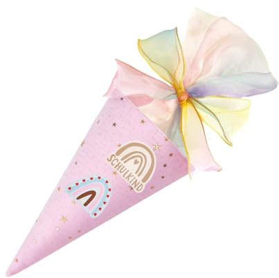 GUSXPPD School Cone for Brothers 30 cm Small School Cone Gift Sugar Cone for Boys and Girls (Pink)