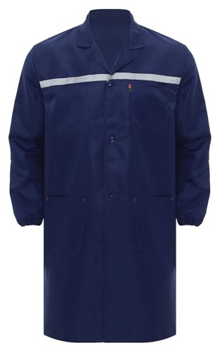 Lejafay Veste Travail pour Hommes Adultes Mecanique Blouse de Travail Bandes Réfléchissantes Blouse d'Atelier de Laboratoire de Col Rabattu Manches Longues