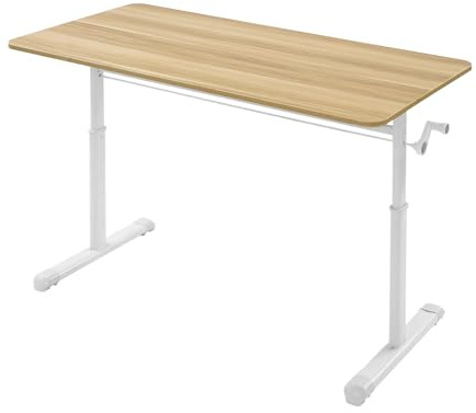 HIKUUER Escritorio de altura regulable 120 x 60 cm, escritorio de pie manual, altura ajustable, 65-90 cm, mesa de oficina/salón con capacidad de carga de 100 kg