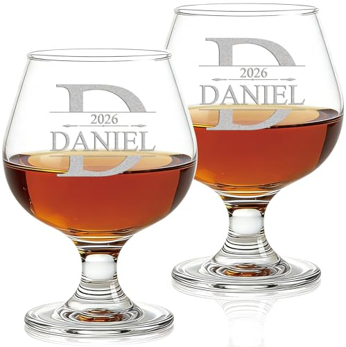 Personalized Brandy Glass - Custom Engraved Brandy Snifter with Name & Initial, Gift for Wedding, Anniversary, Valentine's Day & Christmas