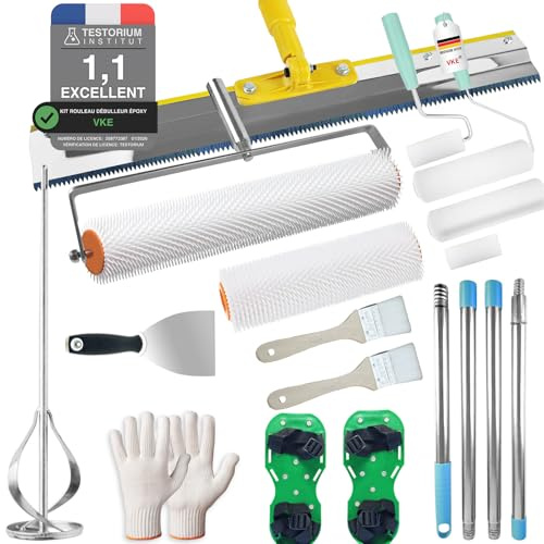 VKE Kit Herramientas de Autonivelación Cemento, Rodillo Púas 50CM