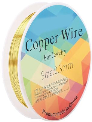 RIZGHWOY Koppartråd, 15 M 28 Gauge Koppartråd, Smycketråd för Blomsterarrangemang (Guld)