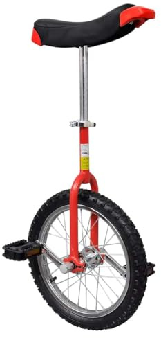 LKJVFCPW Monocycle 16 pour débutants et confirmés, réglable, rouge, cadre en acier, roue d'équilibrage stable pour enfants à partir de 12 ans et adolescents