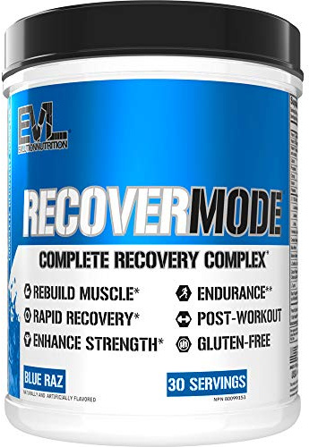 Evlution Nutrition Recover Mode- Complete Post Workout with BCAAs, Immunity Support, Vitamin C, D & E, Electrolytes, Hydration, Creatine, Glutamine, Beta-Alanine, L-Carnitine, 30 Serve, Blue Raz