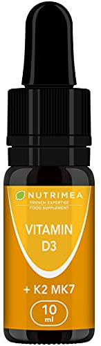 Vitamins D3 K2 MK7 Oil Form Supplement - Natural, 100% Purity, with Olive Oil - Fortifies The Immune System, Bones, Muscles and Teeth - 10ml Dropper Bottle
