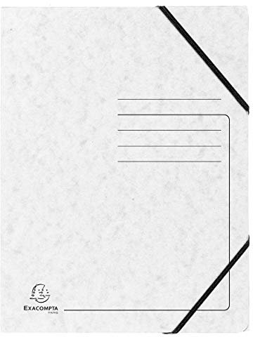Exacompta 55406E Premium Einschlagmappe. Made in Germany. Aus extra starkem Colorspan-Karton mit 3 Innenklappen und 2 Gummizügen DIN A4 Juris-Mappe Sammelmappe für Büro und Schule weiß